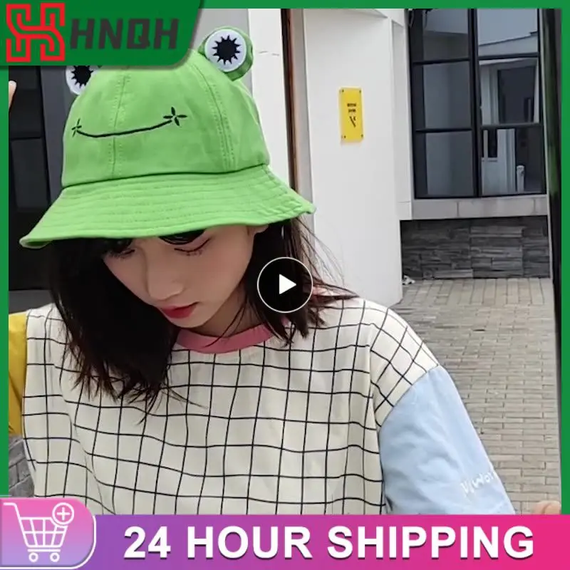 

Foldable Cotton Cute Frog Bucket Hat Summer Sunscreen Fisherman Cap Outdoor Fishing Hunting Sunhat caps Beach Caps