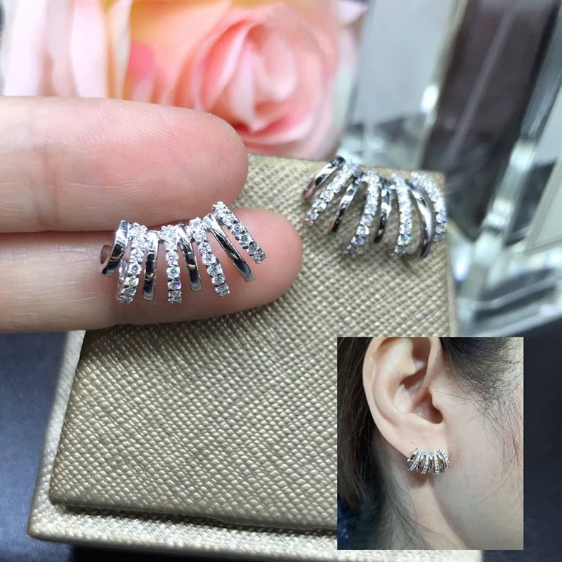 

Huitan Chic Stud Earrings Women Wedding Party Luxury Silver Color Claws Earrings Delicate Ear Piercing Fashion Jewelry Drop Ship