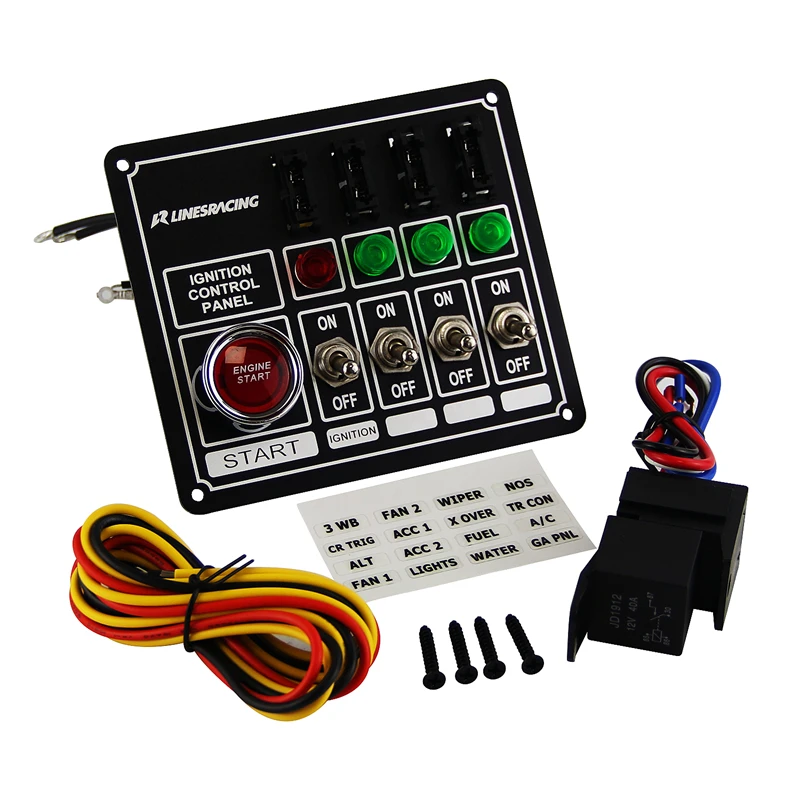 

Racing Switch Panel Race Ignition Accessory Engine Start 4 Switch Lights Fused