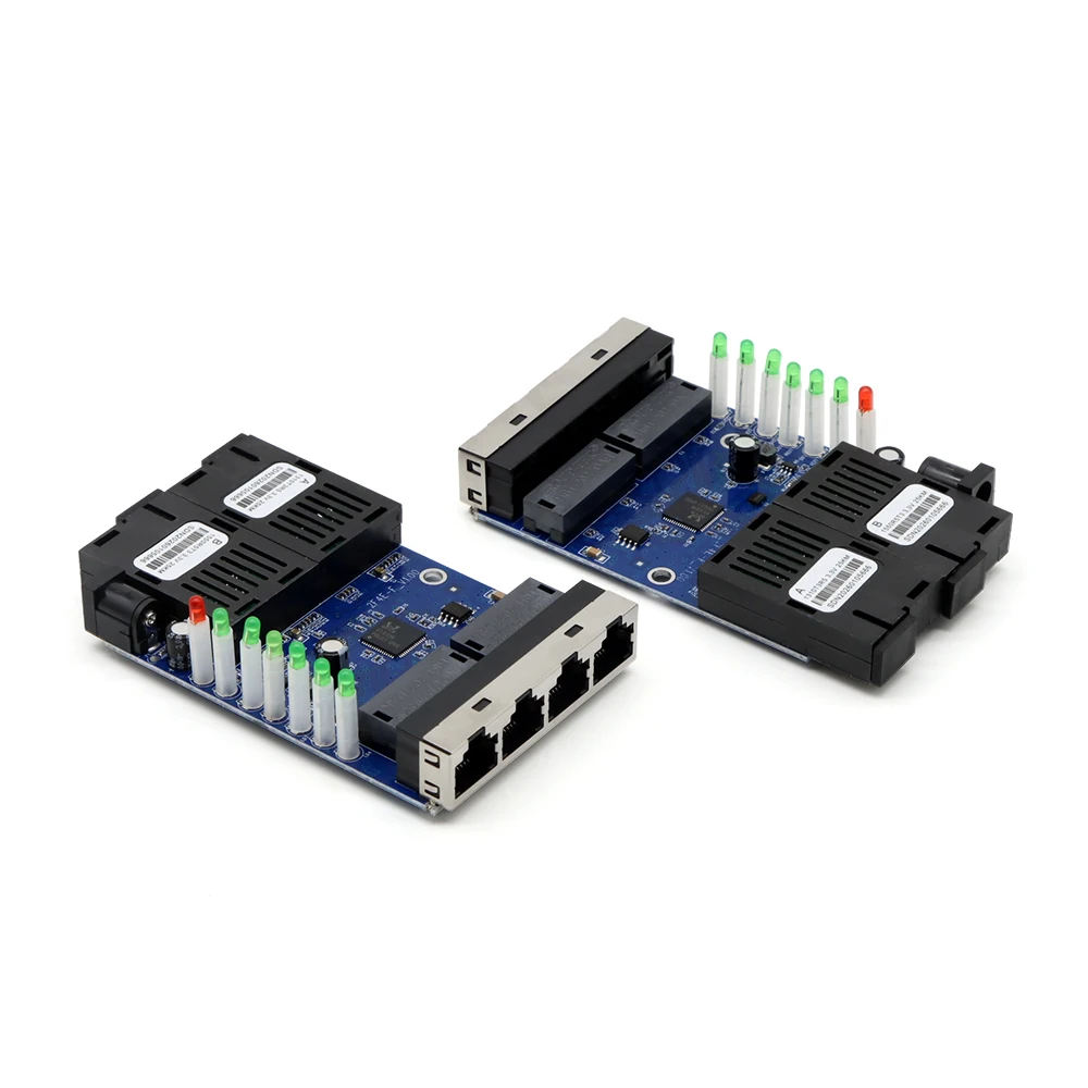 Фото Промышленная плата медиаконвертера 2F4E, 2 SC на 4 RJ45, гигабитный трансивер 100 Мбит/с, одномодовый, BIDI, для систем безопасности и видеонаблюдения №5