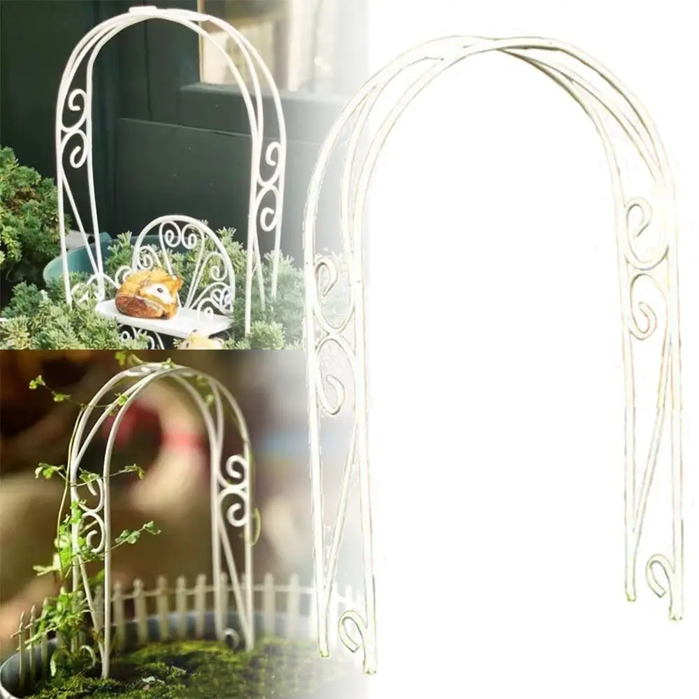 Белая миниатюрная железная Арка 30*14 см украшения для кукольного домика модель с