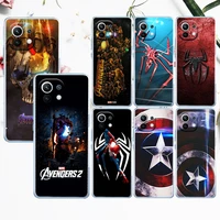 marvel avengers art logo for xiaomi mi 12 12x 11 11t 11i 10t 10 pro lite ultra 5g 9t 9se a3 transparent soft tpu phone case