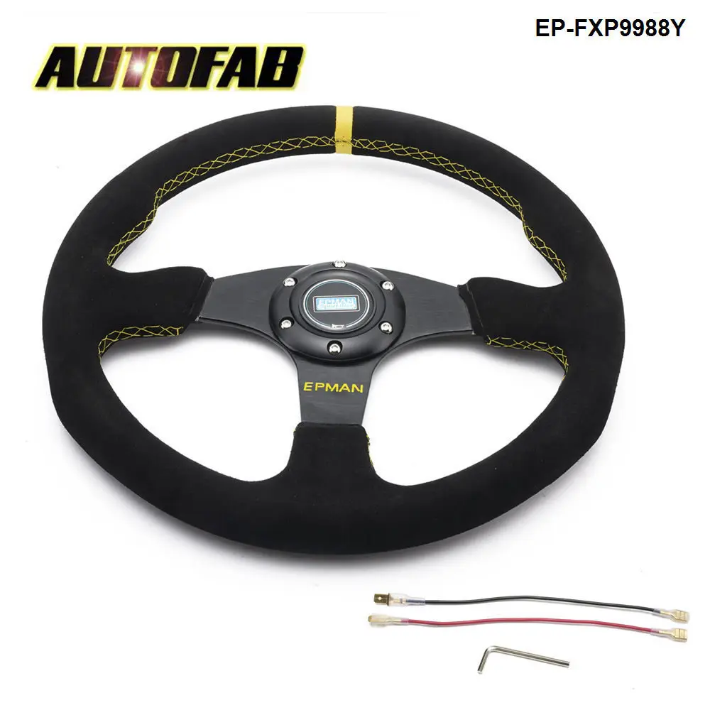 

AUTOFAB Universal 14inch 350mm Steering Wheel Suede Leather Steering Wheels EP-FXP9988Y