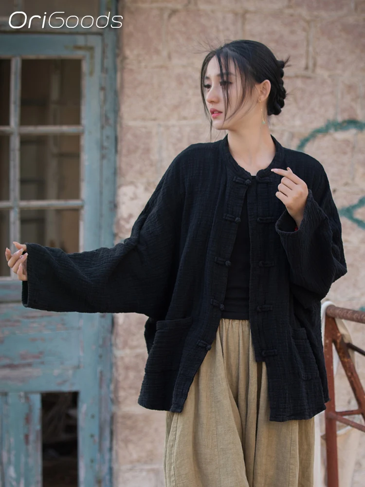 Оригинальная Свободная рубашка с длинным рукавом в национальном стиле Женская