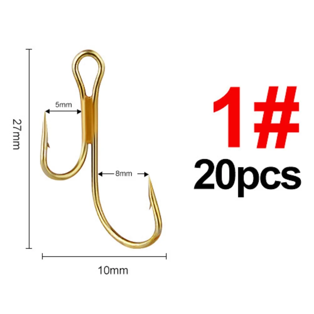 

20pcs/pack High Carbon Steel Fishing Hooks Double Hook Worm Lure Large Eye Barbed Crank Hook Pike Fishhook 1#-8# Fishing Tools