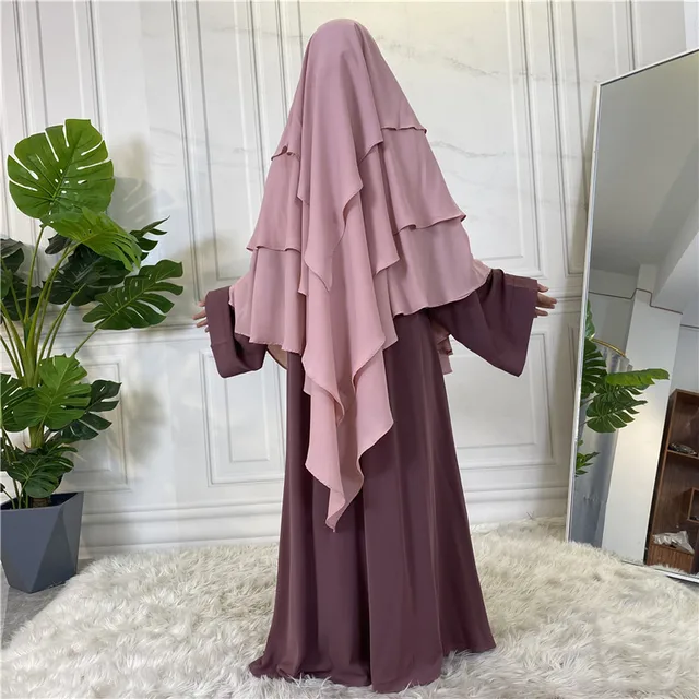 New Design Middle Eastern Elegant Loose Fit Islamic Long Prayer Khimar Hijab For Muslim Women 2