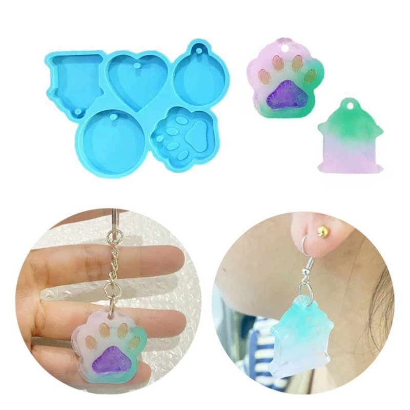 

Diy Paw Love Cats Paw Earrings Drop Glue Mold Keychain Pendant Silicone Mold