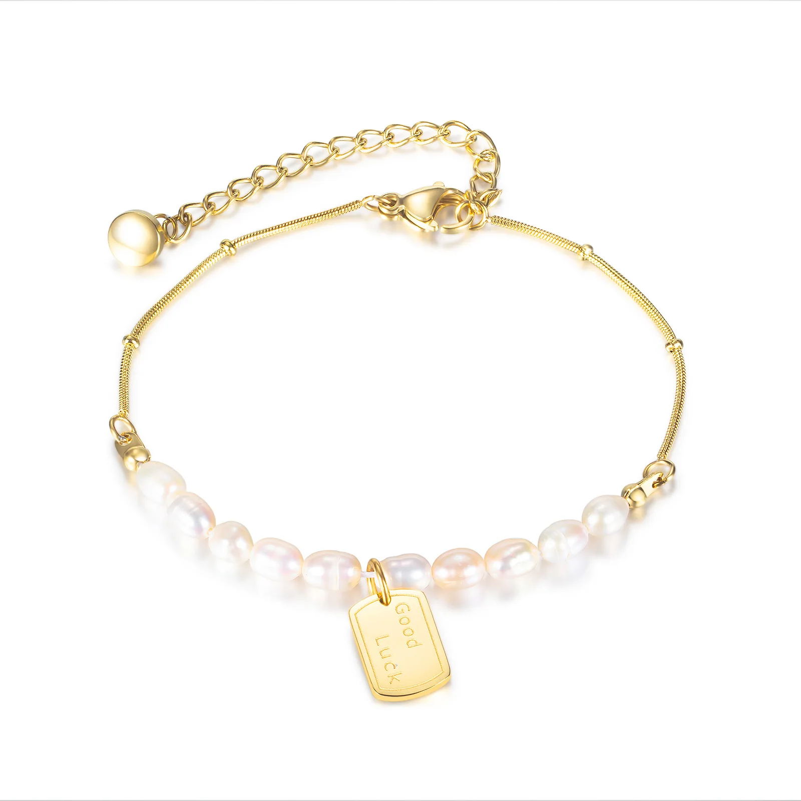 

Jewelry Japan Korea Ins Niche Fashion Premium Sense Pearl Stitching Chain Stainless Steel Bracelet