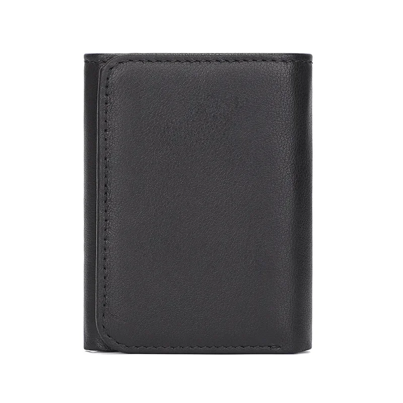 głowy w stylu vintage portfele z naturalnej skóry bydlęcej dla mężczyzn krótkie zapięcie na zatrzask uniseks