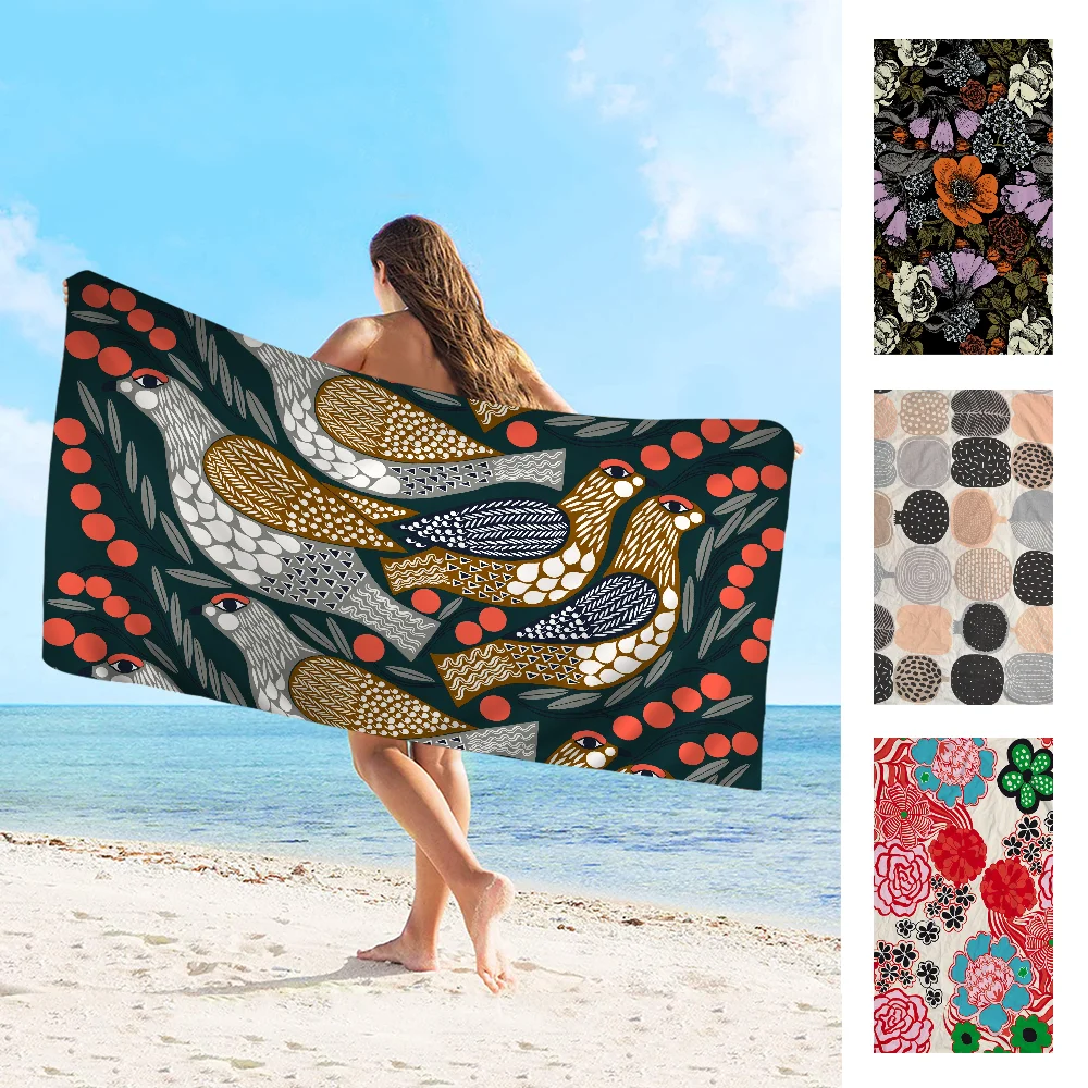 Marimekko Unikko Быстросохнущее Пляжное Полотенце Из Микрофибры Для Йоги Мягкое