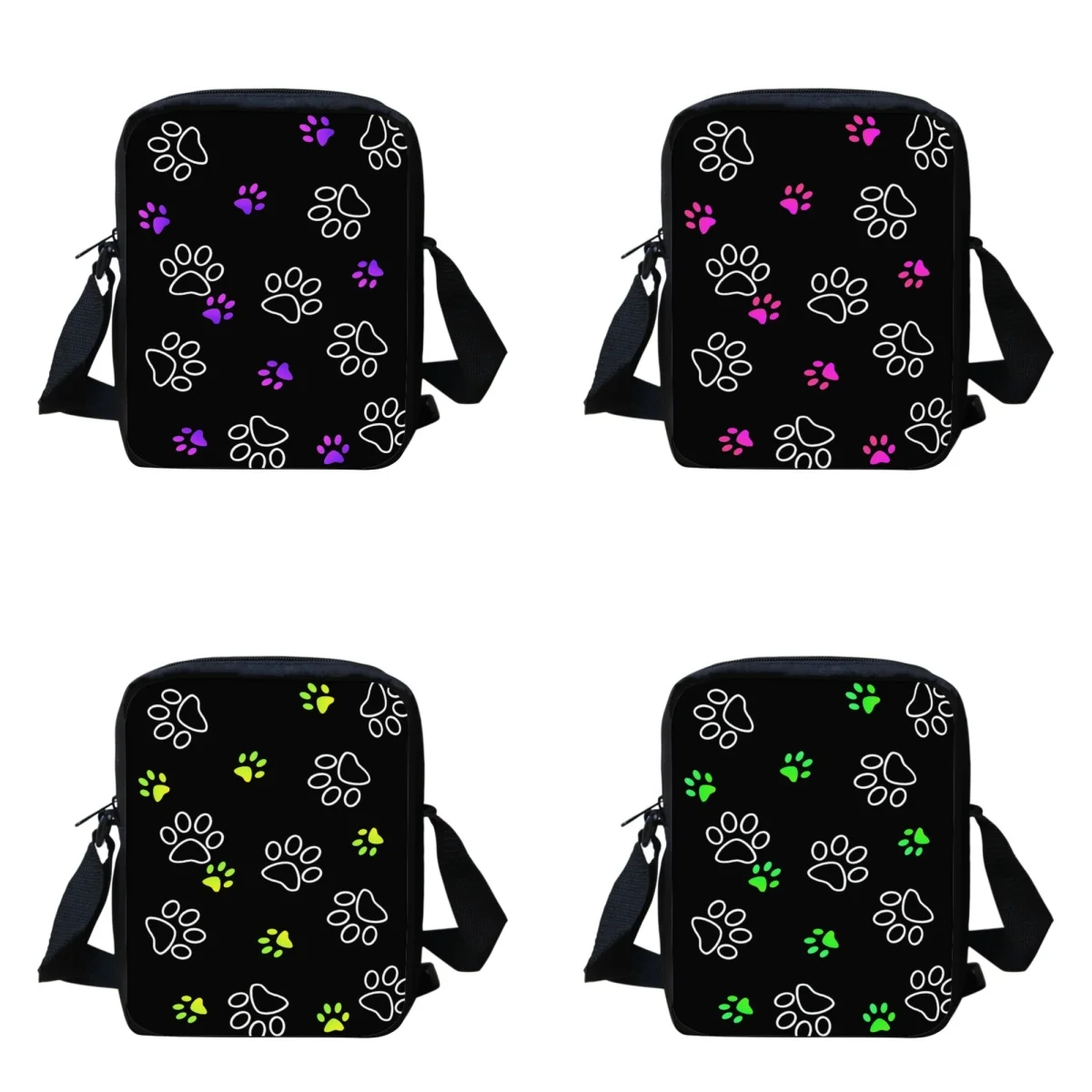 

Green Dog Paw Printing Women Crossbody Bags Adjustable Shoulder Messenger Bag for Girls Portable Mini Lady Sling Cross Body