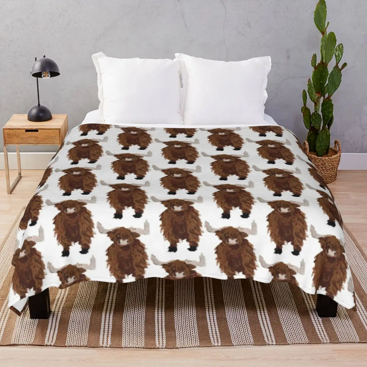 Highland Cow Blanket Fleece Plush Decoration Portable Throw Blankets for Bed Sofa Travel Cinema