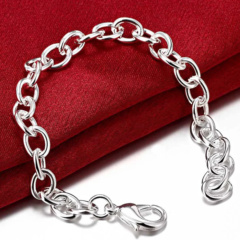 

925 Stamp 20CM Chain Bangles Bracelets For Women Wedding Engagement Party Fashion Charms Jewelry 2021 Wholesale