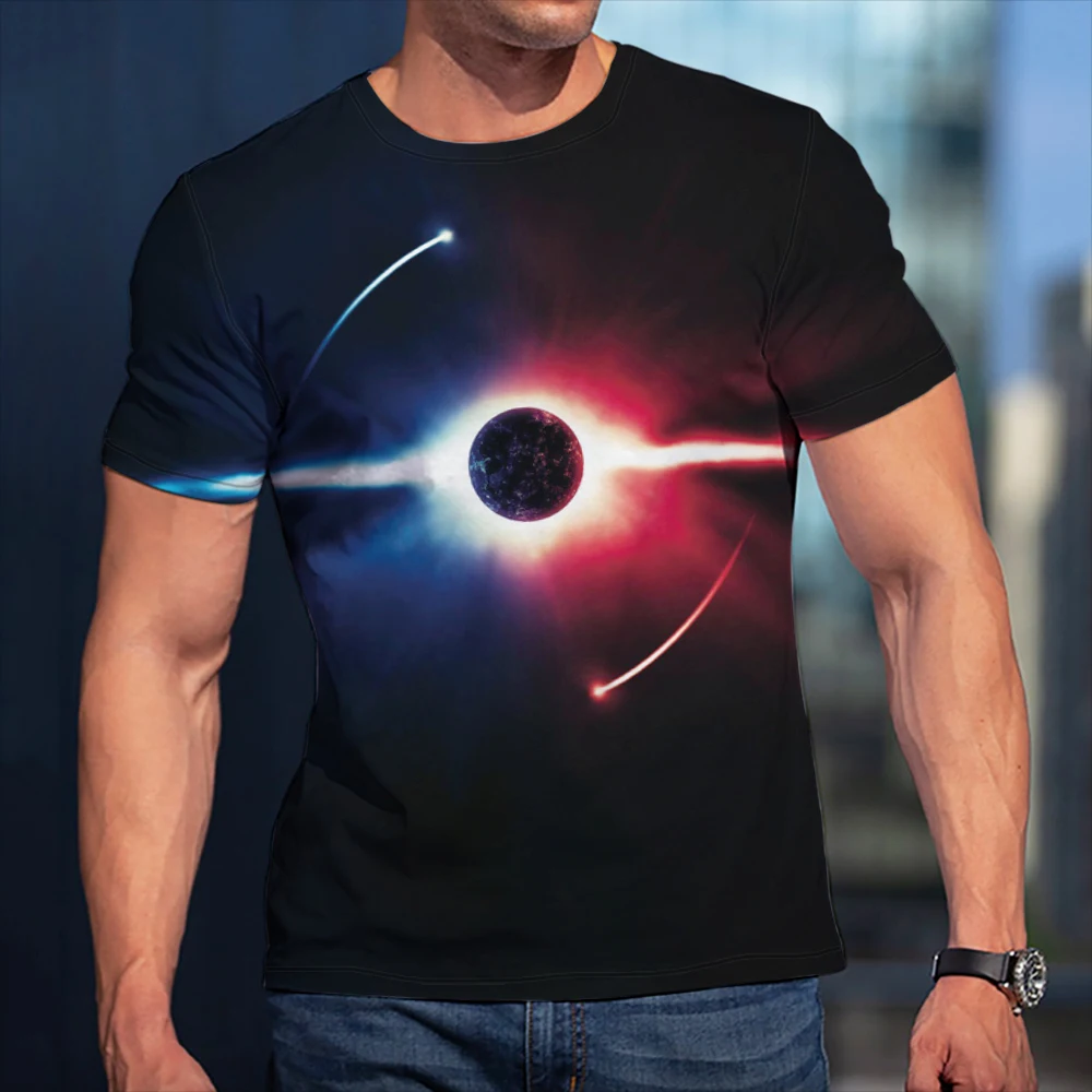 

3D T-Shirt Aurora Sky Graffiti 3D Print Universe Planet Starry Sky Dream new casual tees summer fashion short-sleeved round neck