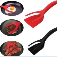 two in one spatula frying steak pancake toast omelette tongs silicone clip on frying meat spatula kitchen accessories