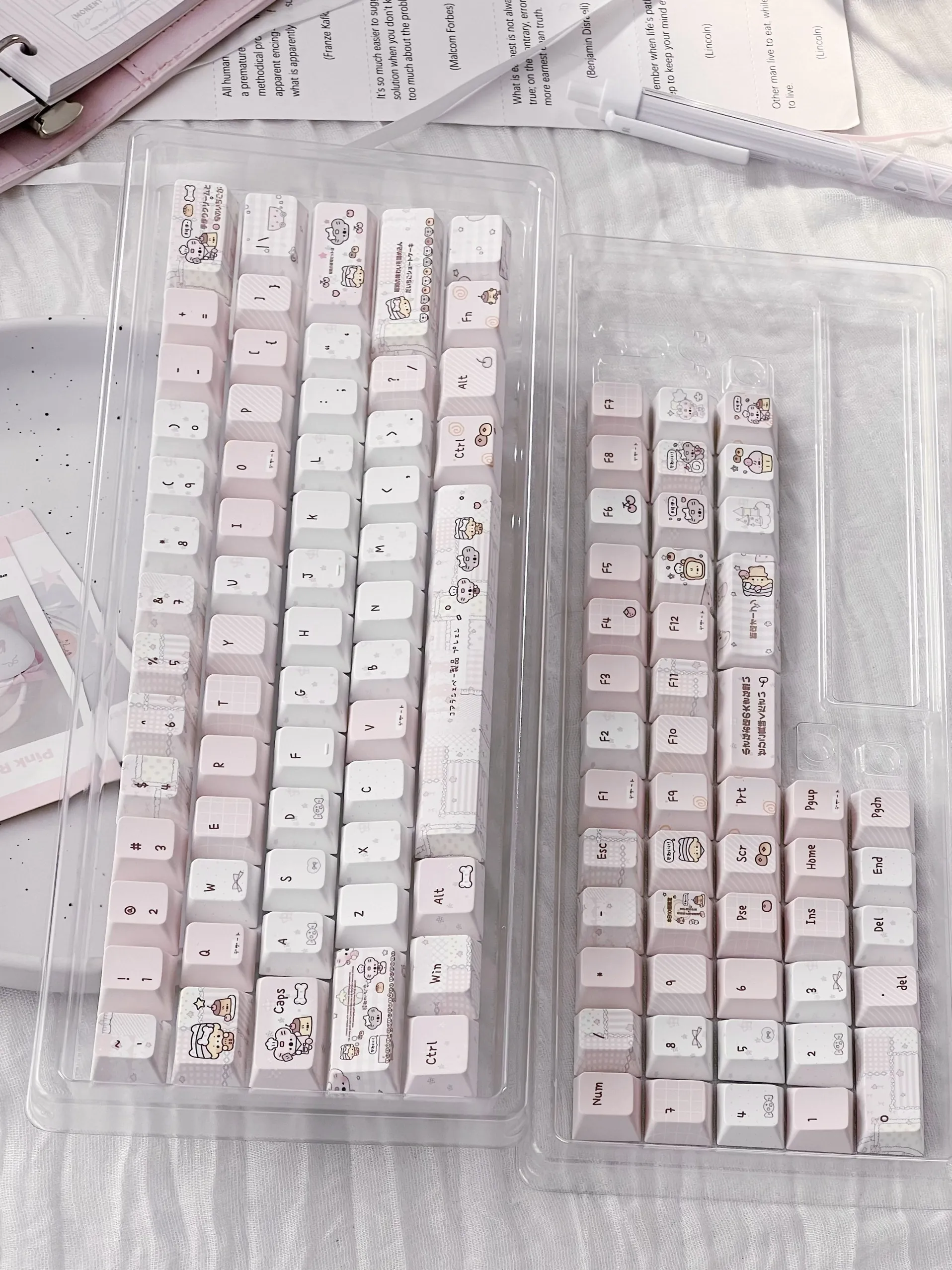 131 клавиша Pudding Roll Keycaps, милые розовые клавиши низкой насыщенности, профиль Cherry, PBT, пятисторонние, для ANSI Made68 Mad68 Wooting60 (art.: 3920dd1a9063d) - 3920dd1a9063d