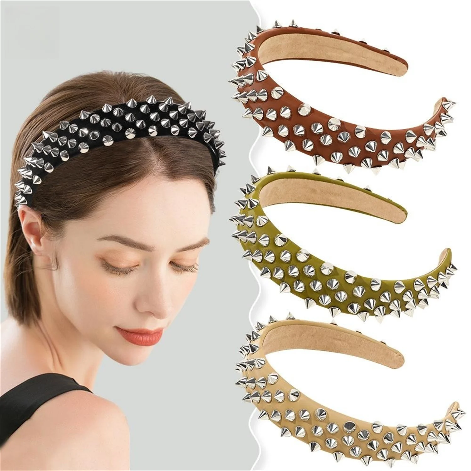 

New Korean Fashion Simple Pure Color Rivet Headbands For Women Retro Knotting Hairbands Hair Accessories Hair Hoop Girls