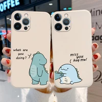 cartoon animal dinosaur phone case for iphone 13 pro max 12 11 pro x xs xr 7 8 6s plus se2 couple soft shockproof bumper cover