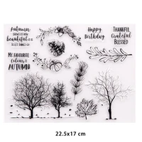 new arrival autumn trees clear stamps for diy decoration diary journal planner craft scrapbooking silicone rubber stamps