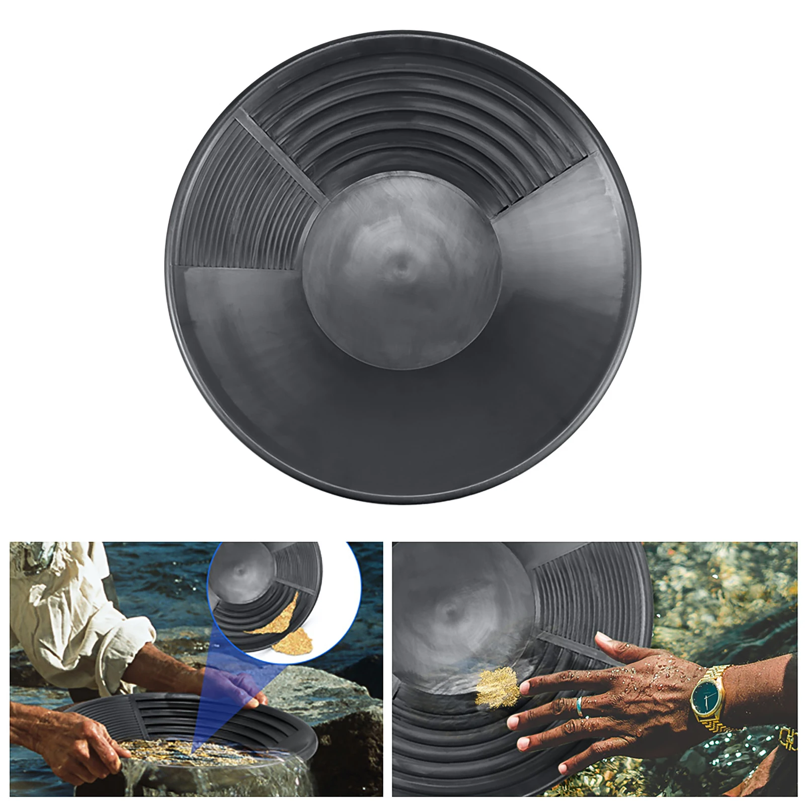 

Large Capacity Plastic Gold Pan Basin Solid Nugget Mining Pan Wash Gold Panning Equipment Dredging Prospecting River Tool