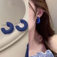 simple fashion temperament blue earrings for women c shape chunky hypoallergenic earrings aesthetic jewelry