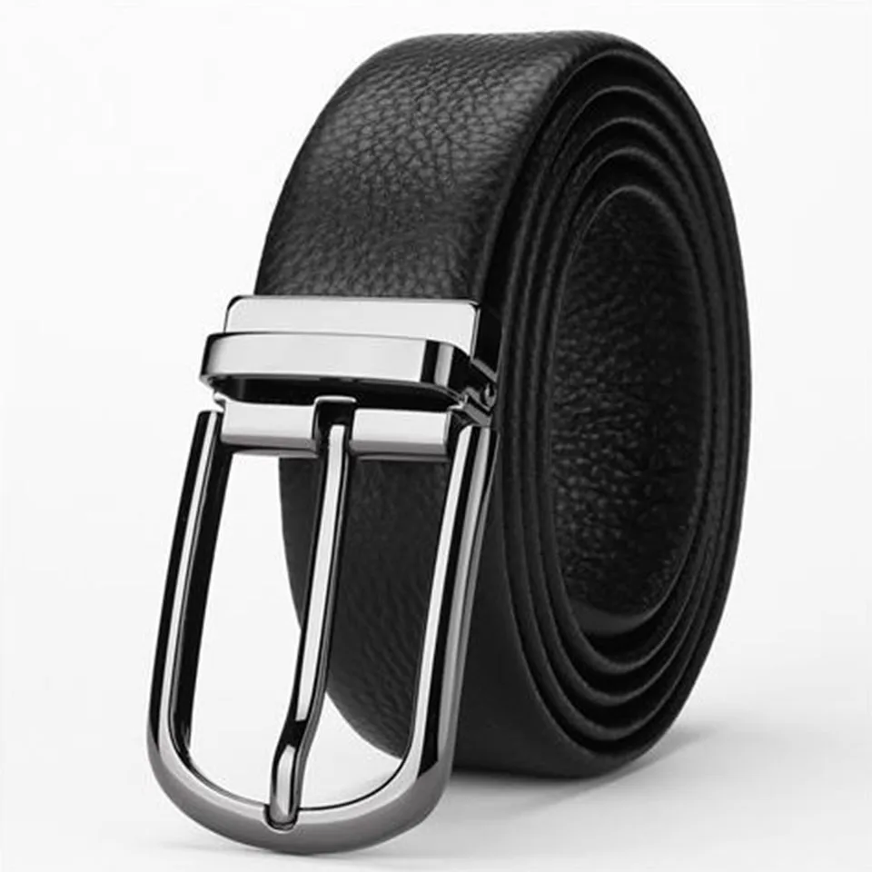 2023 New Fashion Men'S Belt Pin Buckle Quality Cowhide Lychee Grain Personality Versatile Casual Women'S Leather Pants Belt 2407