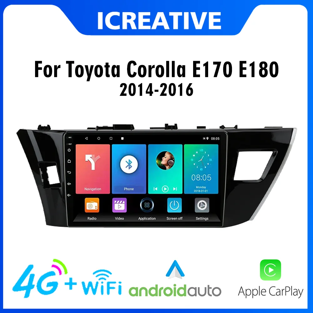 Android 2Din 10INCH Car Radio Multimedia Player For Toyota Corolla E170 E180 2014-2016 4G Carplay Wifi Navigation GPS Autoradio