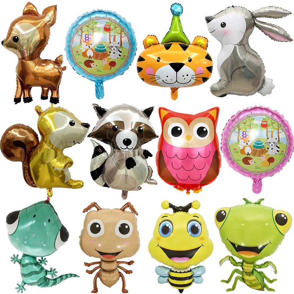 

Cartoon Animal Foil Balloons Squirrel Fox Hedgehog Raccoon Owl Inflatable Air Balloon Jungle Birthday Party Decorations Kids Toy