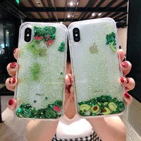 summer watermelon avocado liquid quicksand glitter phone cases for iphone 13 12 11 pro max xr xs max 8 x 7 se 2020 back cover