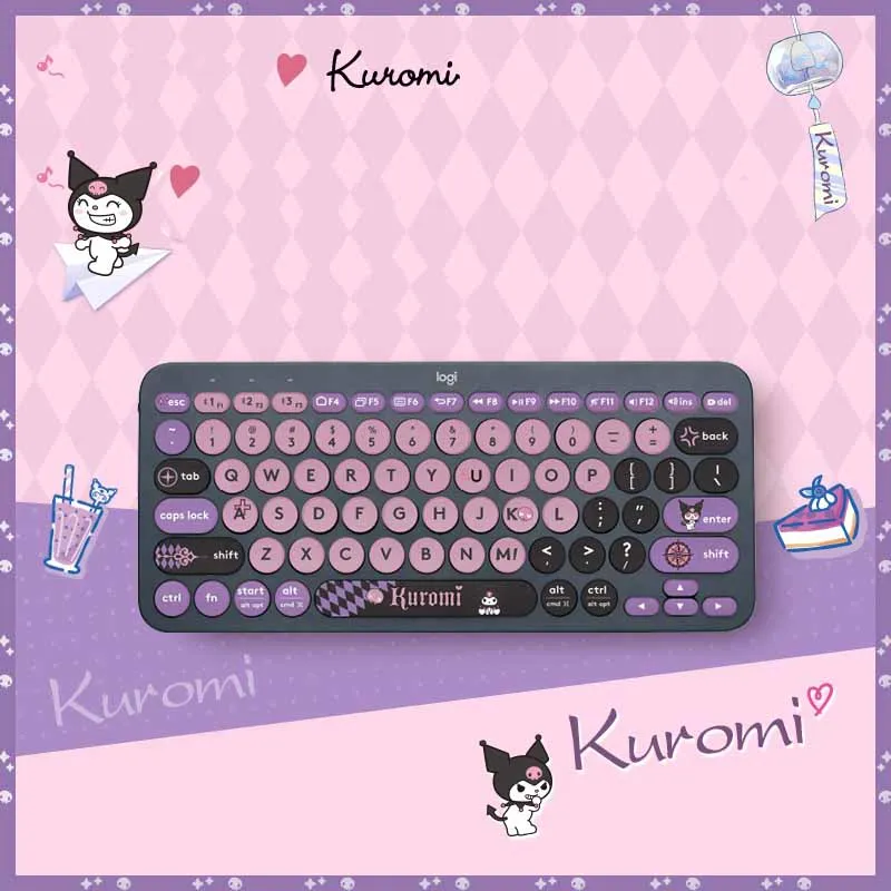 

Kawaii Kuromi аниме мультфильм Беспроводная Bluetooth клавиатура игровая Офисная Клавиатура для компьютера ПК ipad телефона девушки подарки на день рождения