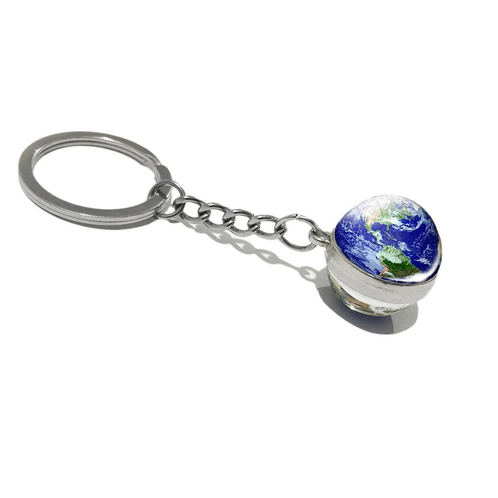 

Luminous Universe Star Keychain Solar System Earth Pendant Galaxy Nebula Double-Sided Glass Ball Key Chain charm accessories