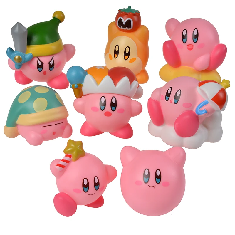 

8 шт./компл. Милая мультяшная розовая мини-фигурка Kirby ваддл ди ДУ собирать куклы ПВХ автомобиль орнамент модель игрушка для детей Подарки