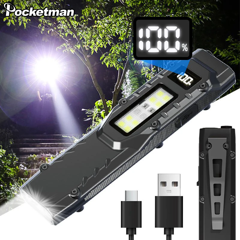 

Портативный USB-фонарик POCKETMAN 9 режимов белый/красный/фиолетовый