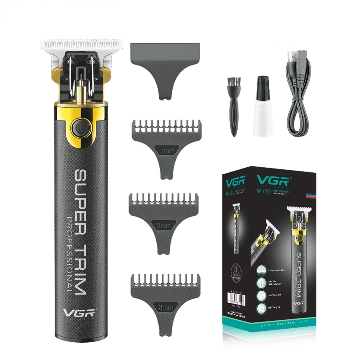 

VGR Professional Hair Clipper T9 Hair Cutting Machine Cordless Haircut Machine Rechargeable Bald Barber Trimmer for Men V-082