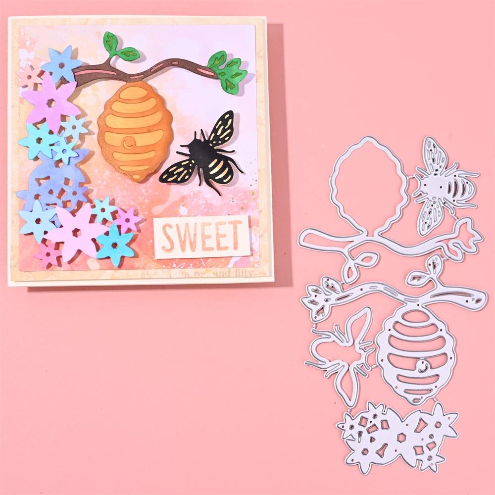 InLoveArts медовая пчела металлические режущие штампы ветки трафареты для DIY