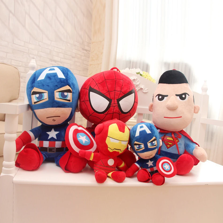 

27cm Marvel Avengers Filled cotton Stuffed Captain America Iron Man Spiderman Plush Toys Gifts for Kids Boys