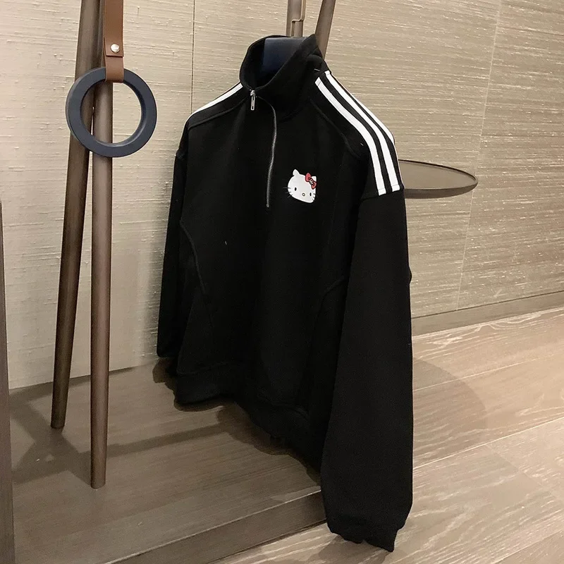 Женская толстовка с воротником-стойкой в стиле аниме Hello Kitty шикарные женские