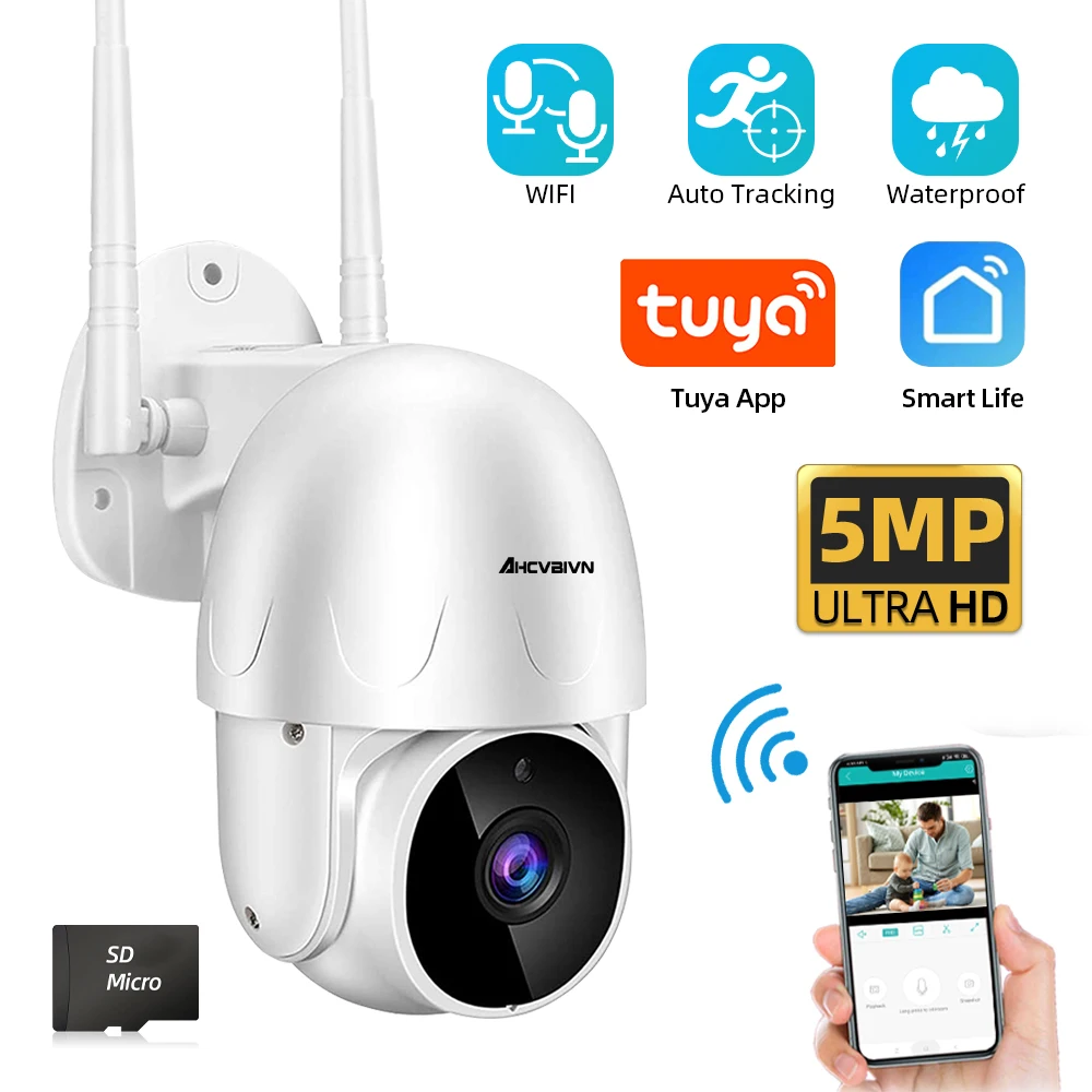

AHCVBIVN 5MP WIFI PTZ IP Camera TUYA Smart Home Monitor Security Video Surveillance Day and Night CCTV CCTV Security Cam 2MP