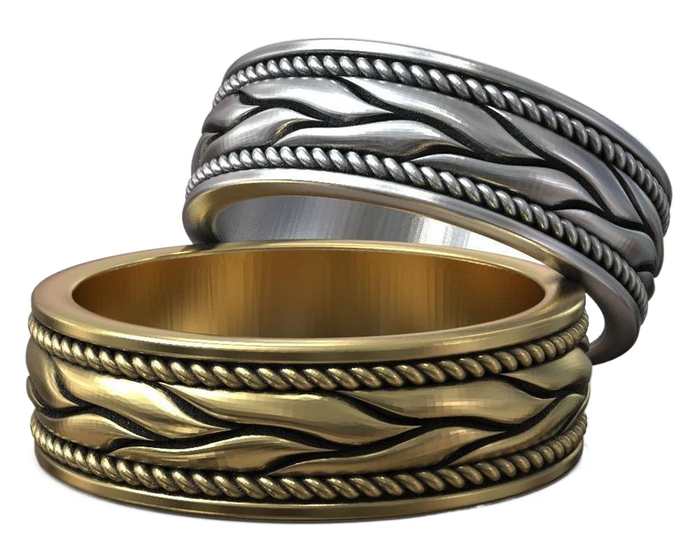 

Набор плетеных обручальных колец 8 г из серебра 925 пробы с изображением пшеницы