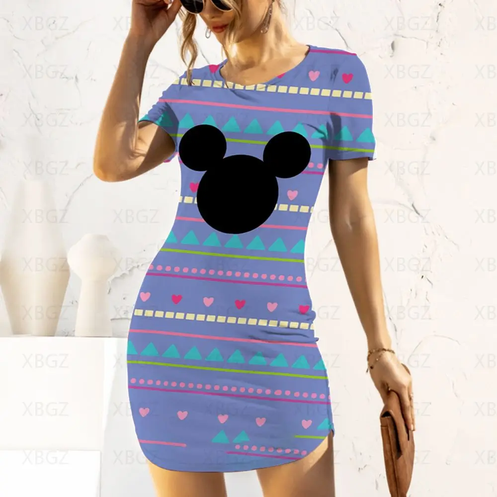 

Dresses Slim Fit Evening Y2k Sexy Mikey Mouse Chic and Elegant Woman Dress Print Party Women's Fashion Summer 2022 Minnie Tight