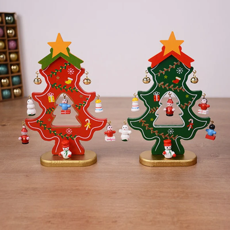 

Украшения для рождественской елки, креативные с отсеками, 3D легкие деревянные настольные камины, рождественские детские