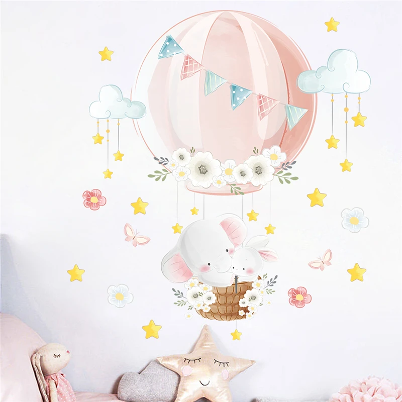 Наклейки на стену с изображением слона кролика воздушном шаре украшение для