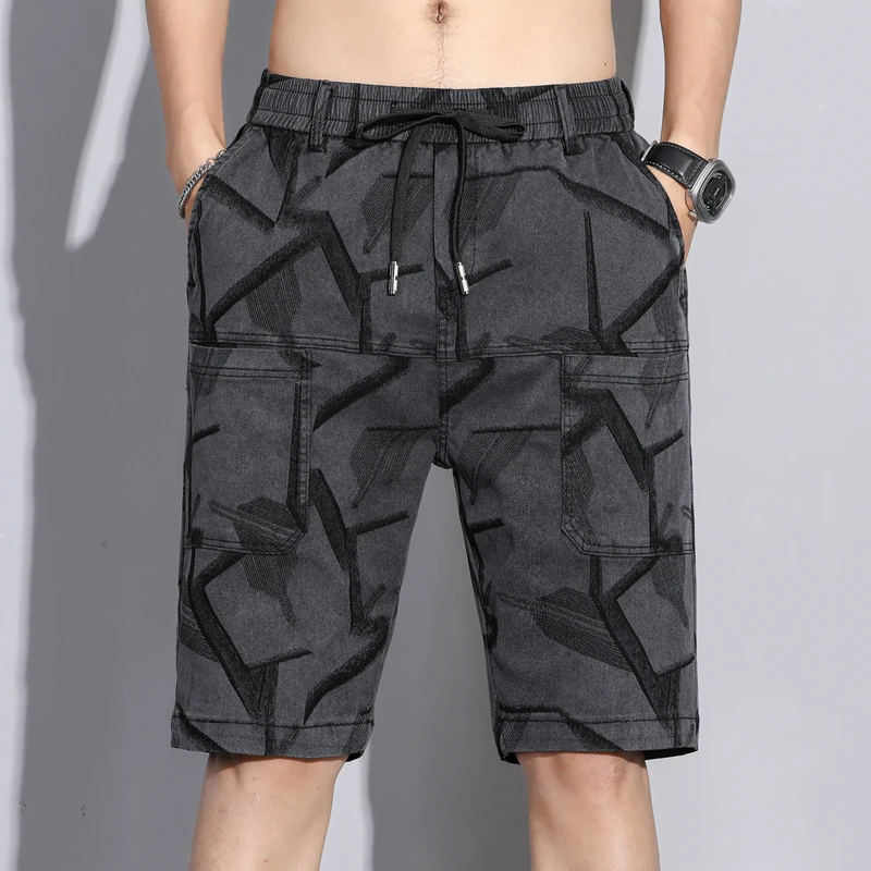 

2023 Summer Men'S Sports Shorts printing Straight Pattern Loose Type Elastic Waist Drawstring Casual Shorts Jogging Pants