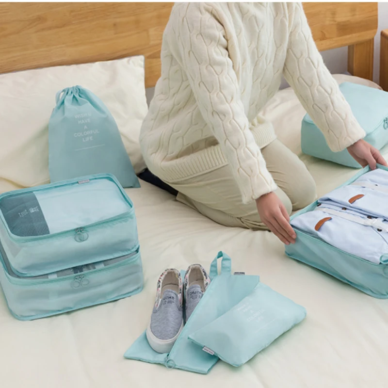 

7piece Travel Storage Bag Set Toiletries and Makeup Bag Storage Bag Dustproof Luggage Travel Bag Multifunctional Organizing Bag