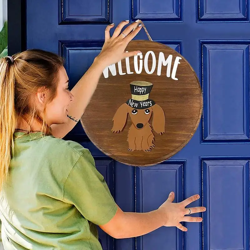 

Прекрасная сосиска собака приветственный знак сезонное дерево Добро пожаловать венок такса декор для фермерского дома переднее крыльцо та...