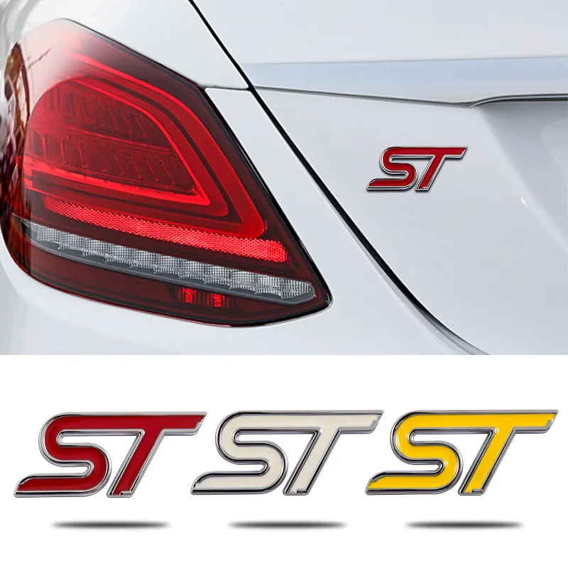 

3d Metal Logo Red ST Badge Decal Car Steering Wheel Rear Emblem Sticker For Focus MK2 MK3.5 MK4 Kuga Puma Fiesta ST Accessories