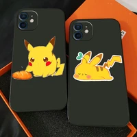 pikachu pok%c3%a9mon phone case for funda iphone 13 11 pro max 12 mini x xr xs max 6 6s 7 8 plus black celular silicone cover