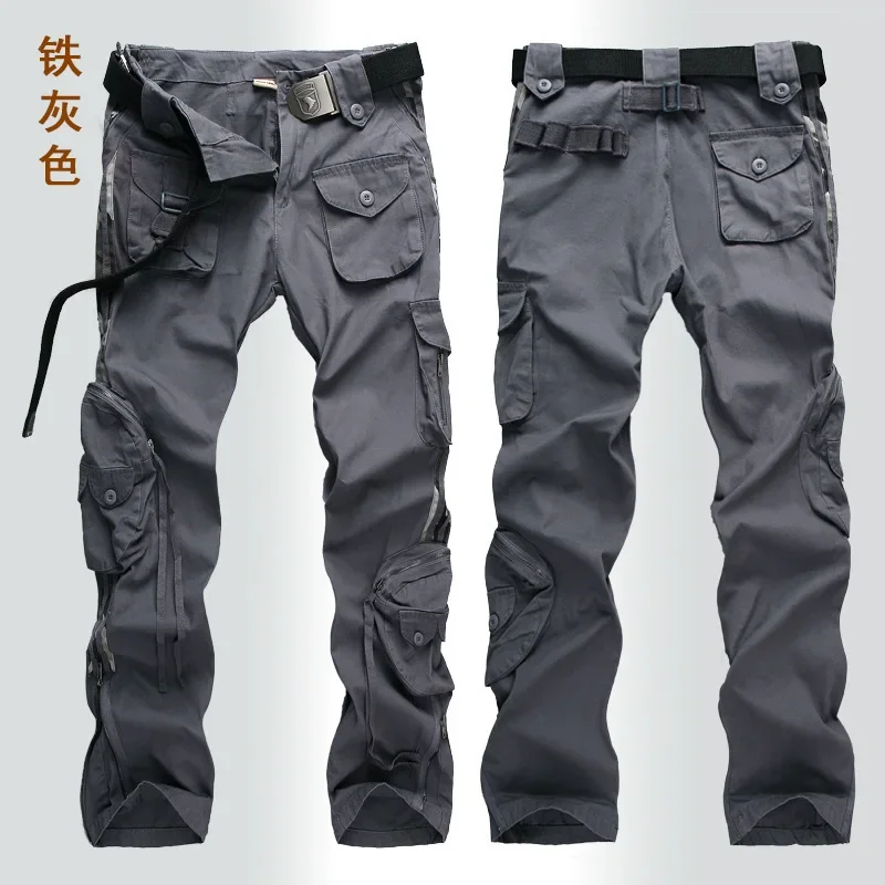 Женские хлопковые брюки с множеством карманов комбинезоны в стиле милитари для