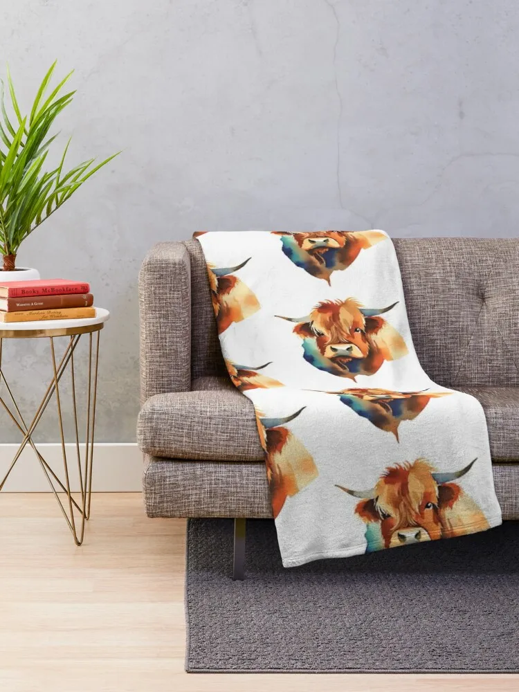 Акварельное одеяло Highland Cow Heilan Coo волосатые идеи подарков на День святого