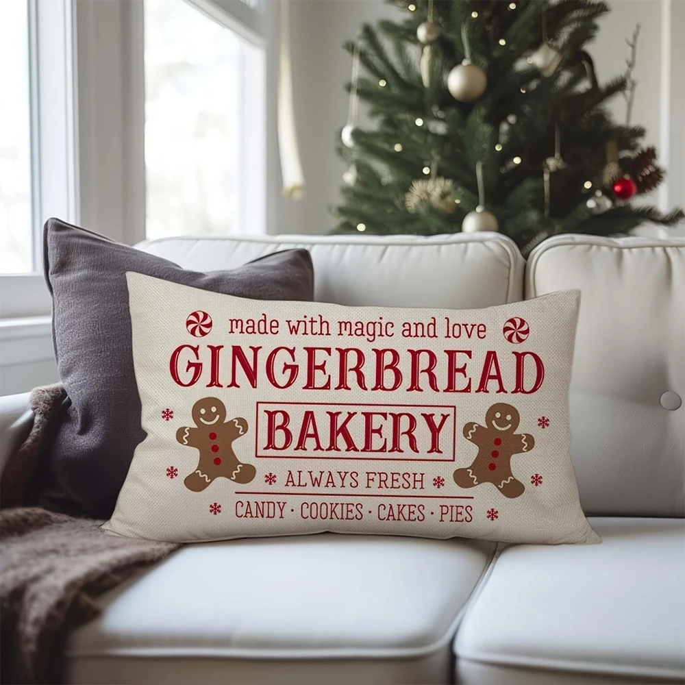 

1pc Gingerbread Christmas Bakery Pillow , Pillowcase sofa set decoration, sofa cushion cover, holiday decoration.